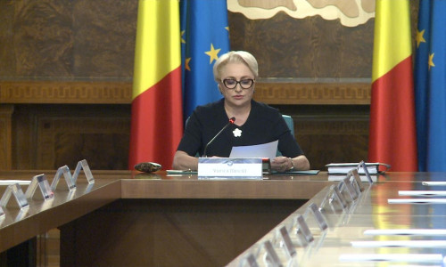 Viorica Dăncilă se uită în foi, înaintea ședinței de Guvern