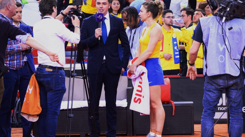 Simona Halep cu reporter Digi Sport