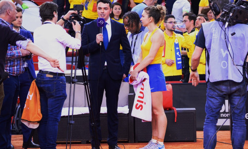 Simona Halep cu reporter Digi Sport