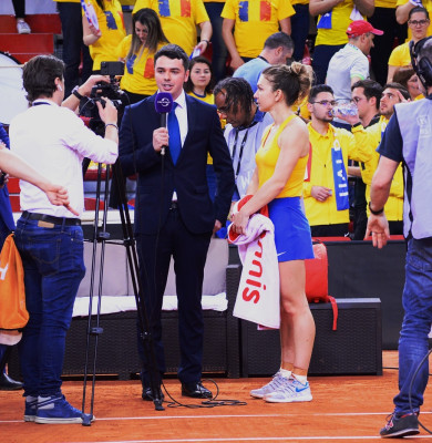 Simona Halep cu reporter Digi Sport