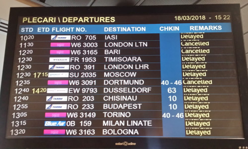 Tabelă plecări aeroport Otopeni, avioane, întârzieri, curse aeriene