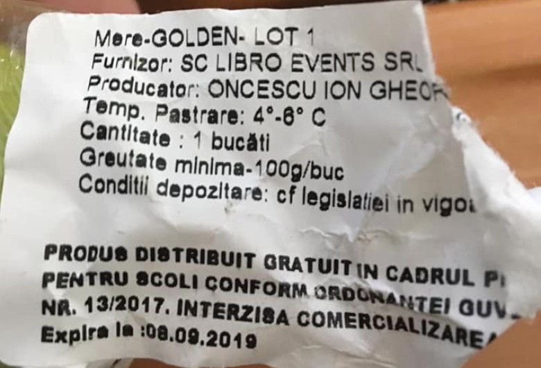 Termen de valabilitate, etichetă de mere