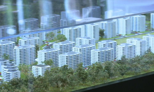 Machetă de ansamblu rezidențial, imobiliar, case, blocuri
