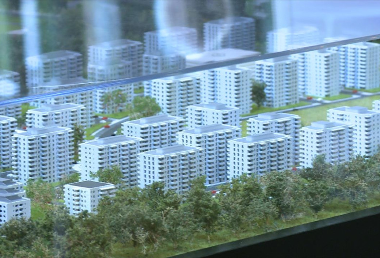 Machetă de ansamblu rezidențial, imobiliar, case, blocuri