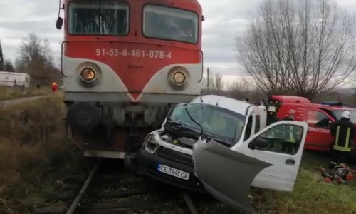 Accident cu tren și mașină în Suceava