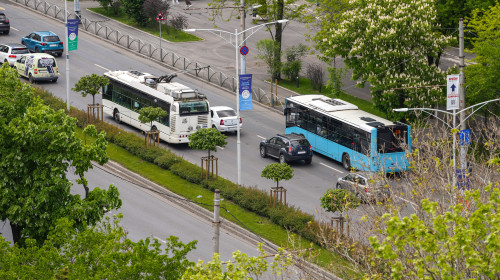 Bucharest,Public,Transportation,System,By,Bus.,Aerial,View,Of,A