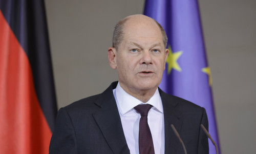 Olaf Scholz, Bundeskanzler, Deutschland, Berlin, Bundeskanzleramt, Pressekonferenz des BK und des Ministerpräsidenten de