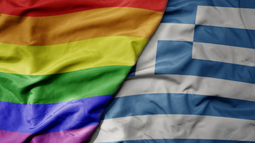 Big,Waving,Realistic,National,Colorful,Flag,Of,Greece,And,Rainbow
