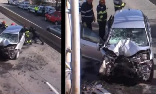 Imagini cu mașina avariată. Sursa Antena 3