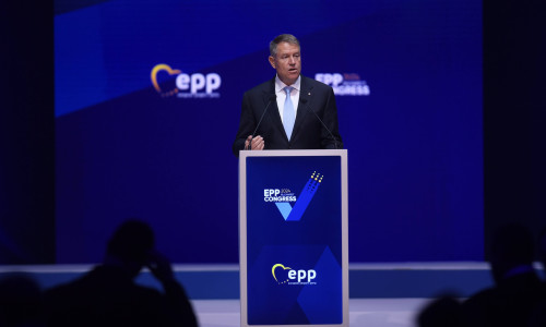 Romania EPP Congres Klaus Iohannis President of Romania speaks at the EPP Congress in Bucharest, Romania, Thursday, Marc