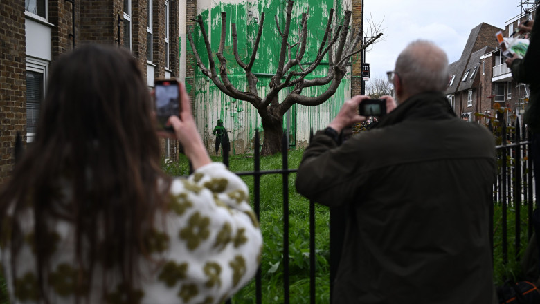 New Banksy appears near Finsbury Park, London, UK - 18 Mar 2024