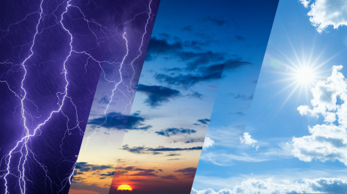 Weather,Forecast,Concept,,Climate,Change,Background,,Collage,Of,Sky,Image
