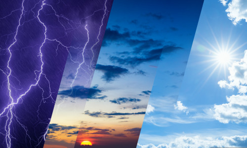 Weather,Forecast,Concept,,Climate,Change,Background,,Collage,Of,Sky,Image