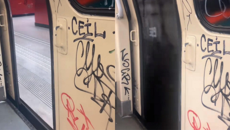 Un tren de metrou a circulat cu uşile deschise/ Foto: Captură video Tiktok