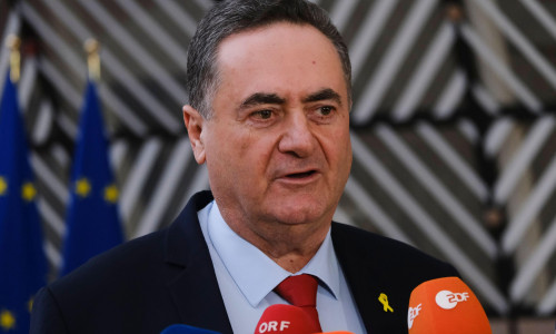 Brussels, Belgium. 22nd Jan, 2024. Israel's Foreign Minister Israel Katz arrives for a Foreign Affairs Council (FAC) meeting at the EU headquarters in Brussels, Belgium on Jan, 22, 2024 Credit: ALEXANDROS MICHAILIDIS/Alamy Live News