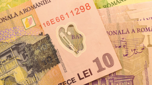 Close,Up,Romanian,Currency,Note,,Lei,Or,Leu,,Romania
