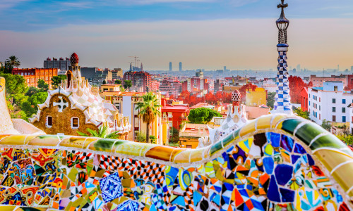 Park,Guell,Colors,In,Barcelona,,Spain.