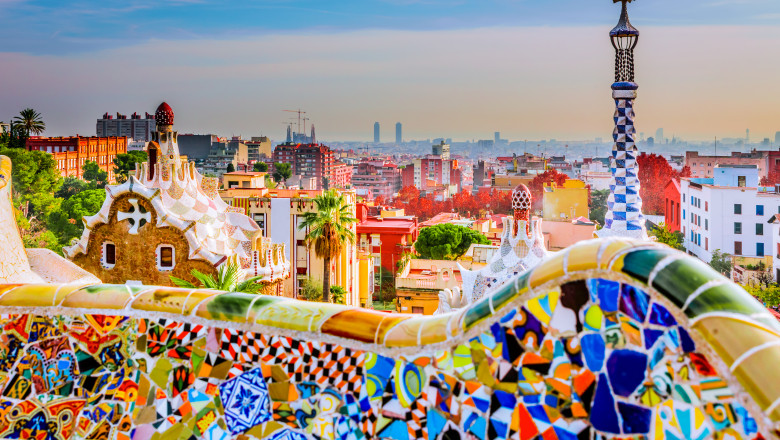 Park,Guell,Colors,In,Barcelona,,Spain.