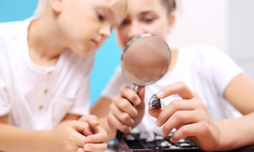 Small geologist. The collection of rocks and mineralsChildren's interest. Collection of stones.
