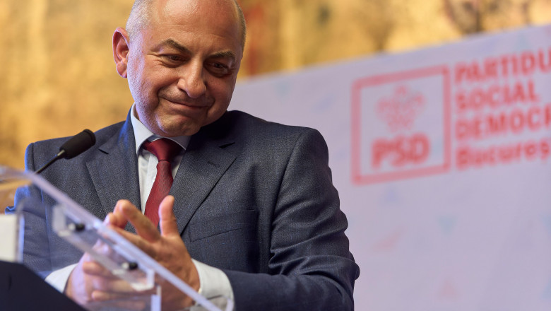 Bucharest, Romania. 9th Apr, 2024: Catalin Cirstoiu, the joint candidate for mayor of Bucharest of the Social Democratic Party (PSD) and the National Liberal Party (PNL), speaks at the election conference of the Bucharest branch of the Social Democratic P