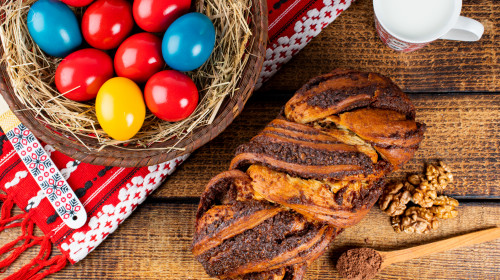 Traditional,Romanian,Easter,Table,With,Cozonac,And,Pasca,Meaning,Sweetbread