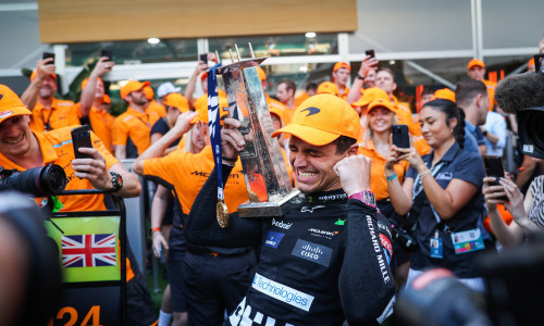 NORRIS Lando (gbr), McLaren F1 Team MCL38, portrait first win celebration during the Formula 1 Crypto.com Miami Grand Pr