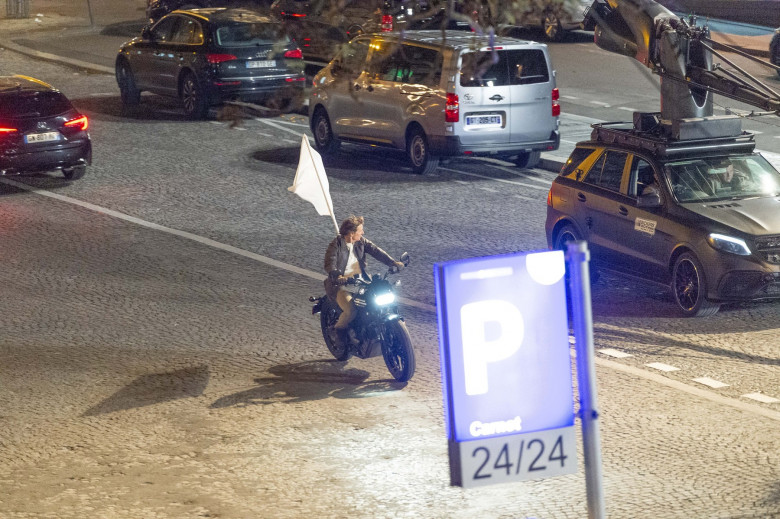 EXCLUSIVE: Tom Cruise Films More Action Scenes On A Motorbike In Paris For 'Mission Impossible 8' - 26 Apr 2024