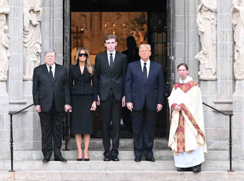 Donald Trump and Melania Trump side-by-side for Amalija Knavs' funeral at Bethesda-by-the-Sea Church in Palm Beach, FL.