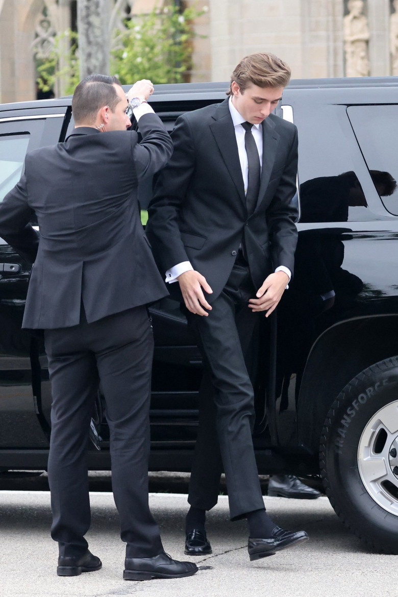 The Trump family arrives for Melania's mother Amalija Knavs' funeral at Bethesda-by-the-Sea Church in Palm Beach, FL.