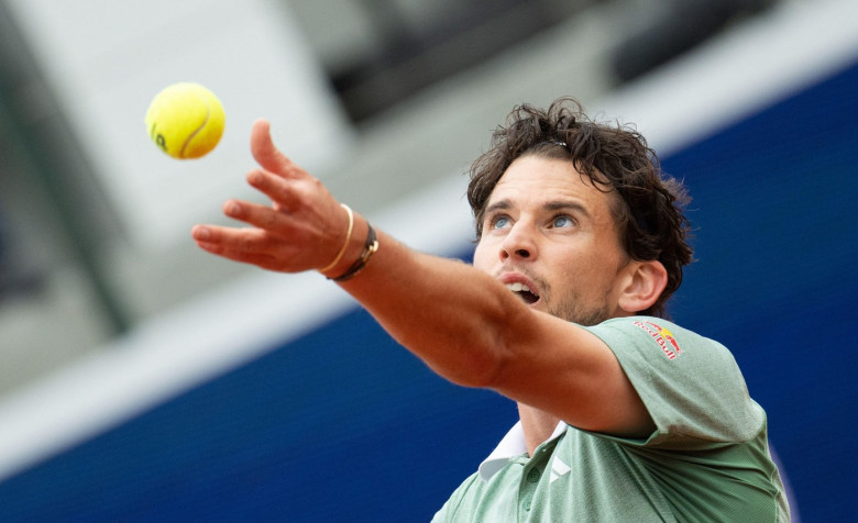 Munich, Germany. 15th Apr, 2024. Tennis: ATP Tour - Munich, Singles, Men, 1st round. Moro Canas (Spain) - Thiem (Austria). Dominic Thiem in action. Credit: Lukas Barth/dpa/Alamy Live News