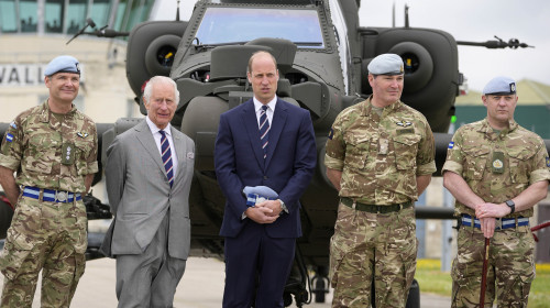 King Charles III hands over the role of Colonel-in-Chief of the Army Air Corps to Prince William, Army Aviation Centre,Middle Wallop, Stockbridge, Hampshire, UK - 13 May 2024