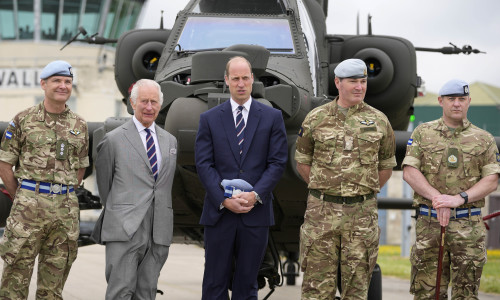 King Charles III hands over the role of Colonel-in-Chief of the Army Air Corps to Prince William, Army Aviation Centre,Middle Wallop, Stockbridge, Hampshire, UK - 13 May 2024