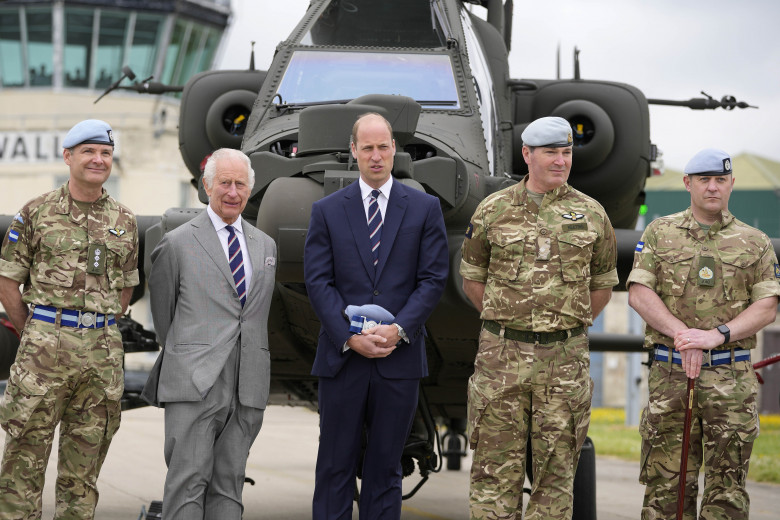 King Charles III hands over the role of Colonel-in-Chief of the Army Air Corps to Prince William, Army Aviation Centre,Middle Wallop, Stockbridge, Hampshire, UK - 13 May 2024