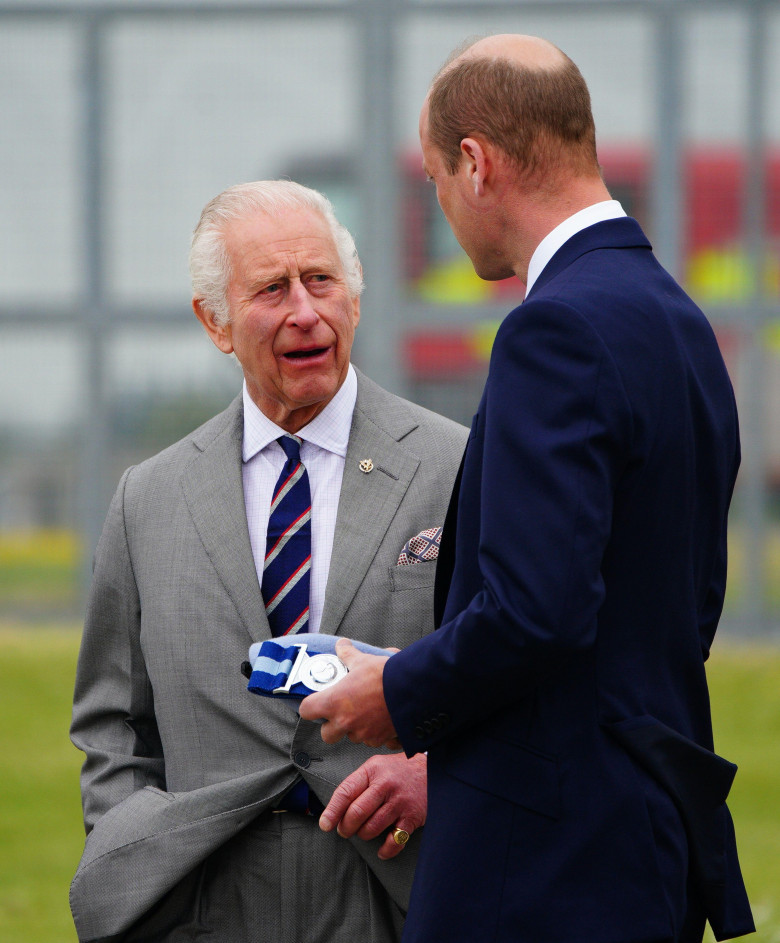 King Charles III and the Prince of Wales during a visit to the Army Aviation Centre at Middle Wallop, Hampshire, for the King to officially hand over the role of Colonel-in-Chief of the Army Air Corps to William. Picture date: Monday May 13, 2024.