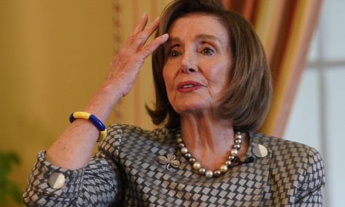 Former Speaker of the United States House of Representatives Nancy Pelosi during a fireside chat with US Ambassador to Ireland Claire Cronin at the Ambassador's residence, Phoenix Park, Dublin. Issue date: Sunday April 21, 2024.
