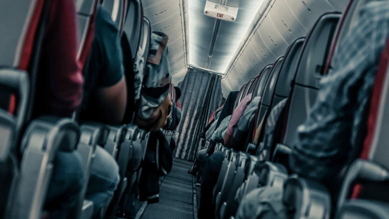 Plane,Danger.,Passengers,In,Shock,In,A,Turbulence,Area