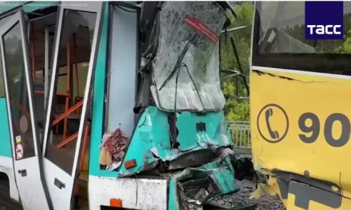 Două tramvaie s-au ciocnit în Rusia/ Foto: Captură video Twitter