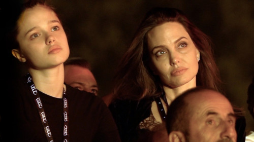 Angelina Jolie and her daughter Shiloh Jolie-Pitt attend the Maneskin's concert for the world premiere of the 