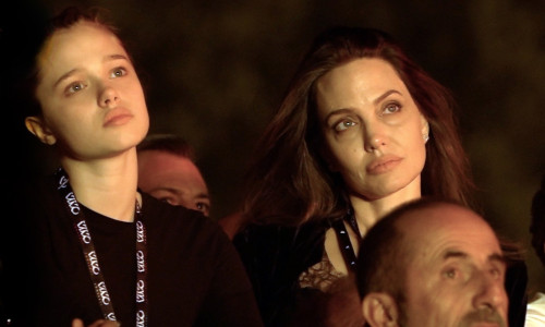 Angelina Jolie and her daughter Shiloh Jolie-Pitt attend the Maneskin's concert for the world premiere of the 