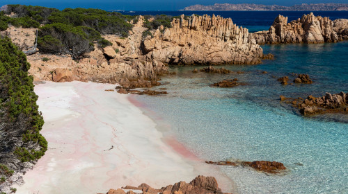 Spiaggia,Rosa,Or,Pink,Beach,On,Budelli,Island,,Located,In