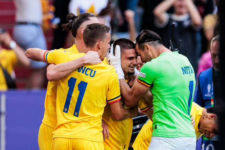 UEFA EURO 2024: Rumänien - Ukraine; 17.06.2024 Jubel zum 2:0 durch Razvan Gabriel Marin (Rumänien, 18) UEFA EURO 2024: R