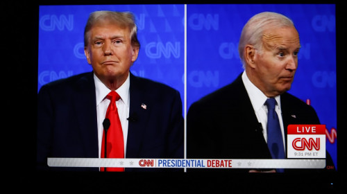 Joe Biden and Donald Trump presidential debate in Atlanta - 28 Jun 2024