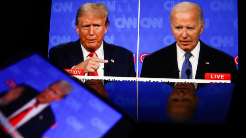 Joe Biden and Donald Trump presidential debate in Atlanta - 28 Jun 2024