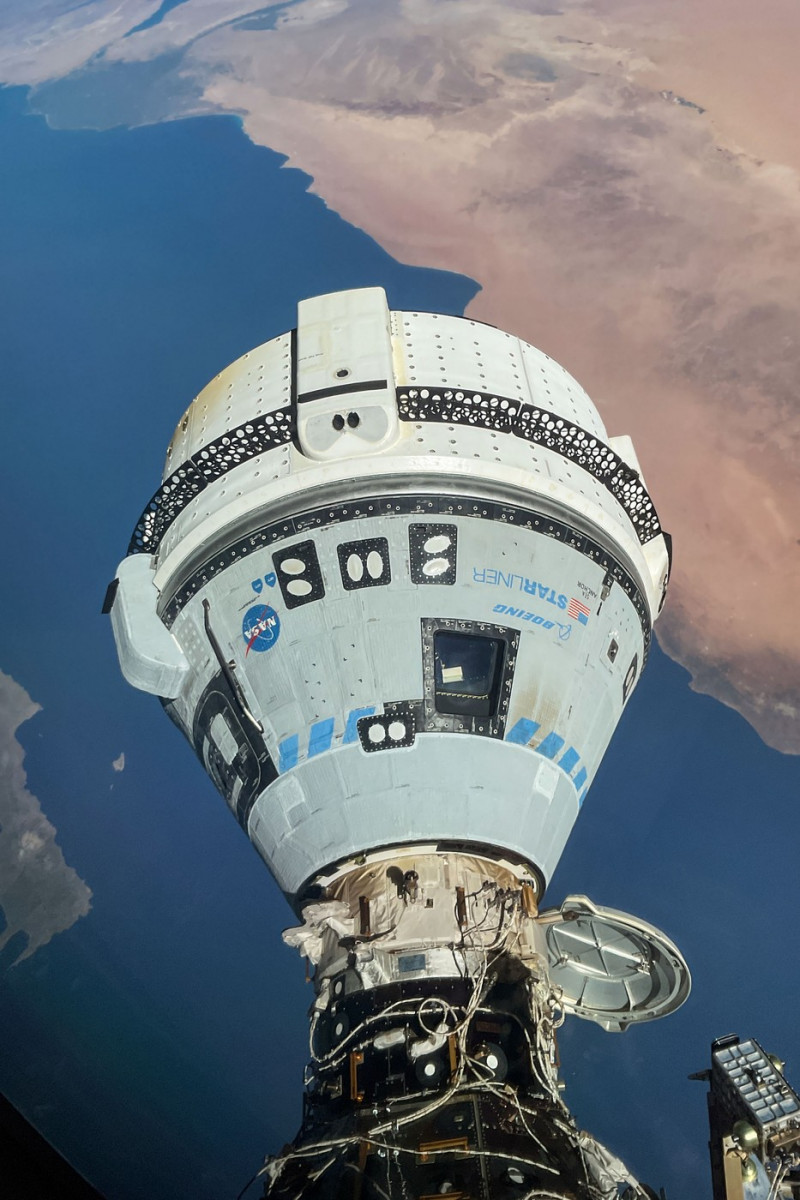 In this file photo, the Starliner spacecraft on 's Boeing Crew Flight Test is pictured docked to the Harmony module's forward port as the International Space Station orbited 263 miles above the Mediterranean Sea. Teams at and Boeing are adjusting the return to Earth of the Starliner Crew Flight Test spacecraft with agency astronauts Butch Wilmore and Suni Williams from the International Space Station. The move off Wednesday, June 26, deconflicts Starliner's undocking and landing from a series of planned International Space Station spacewalks on Monday, June 24, and Tuesday, July 2, while allowing mission teams time to review propulsion system data.Â /UPI,Image: 884705794, License: Rights-managed, Restrictions: , Model Release: no