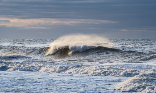 Waves,Crashing,At,Sunrise,In,Santa,Rosa,Beach,,Fl.