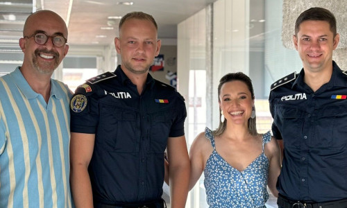 comisarul-șef Octavian Dan, purtătorul de cuvânt al Poliției Române, și șeful serviciului Brigada Rutieră, Radu Gâtan,