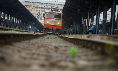 Tren în Gara de Nord din București