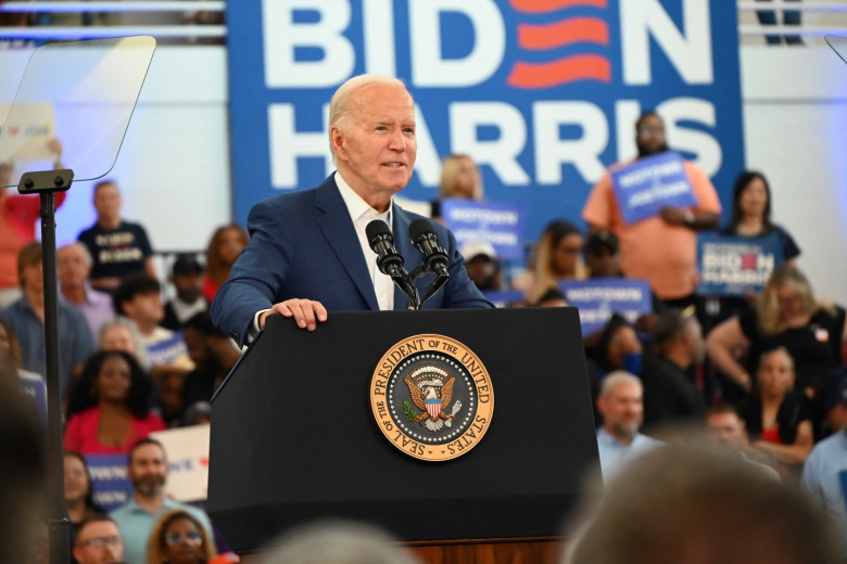 US President Joe Biden holds a campaign event in Detroit