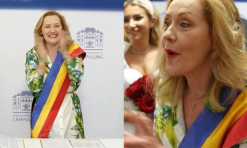 Imagini virale cu Elena Lasconi când oficiază o căsătorie și scandează „pup-o, pup-o!”/ Foto: Captură video Facebook