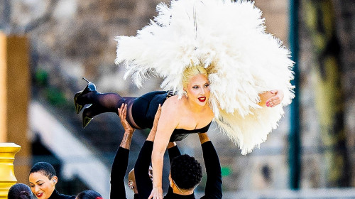Lady Gaga en répétition de l’ouverture des jeux Olympiques (JO) de Paris 2024 sur la Seine à Paris